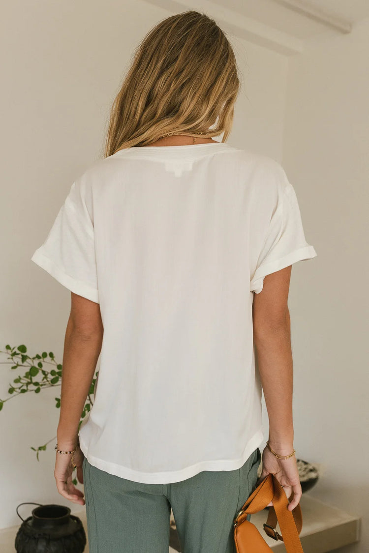 Short sleeves contrast top in white 