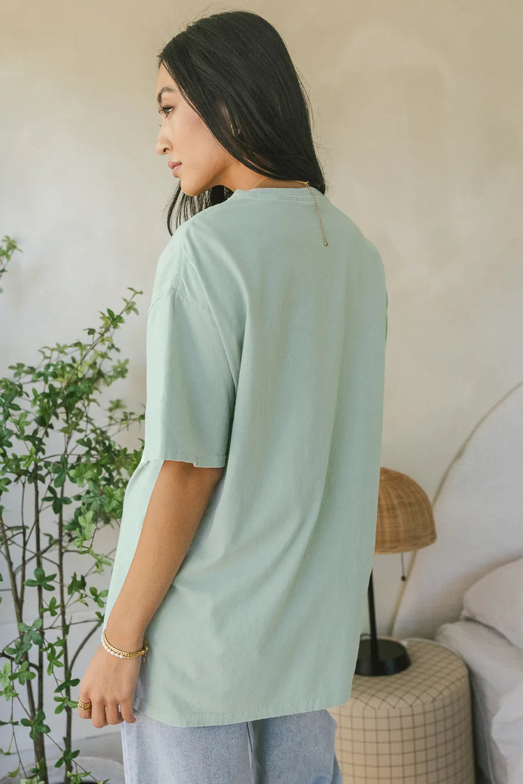 Oversized graphic tee in sage 