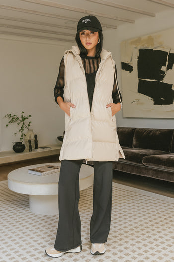 Layla Puffer Vest in Cream - FINAL SALE