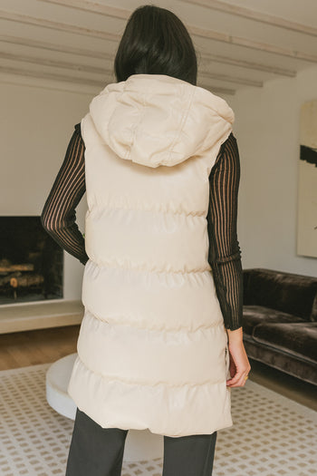 Layla Puffer Vest in Cream - FINAL SALE