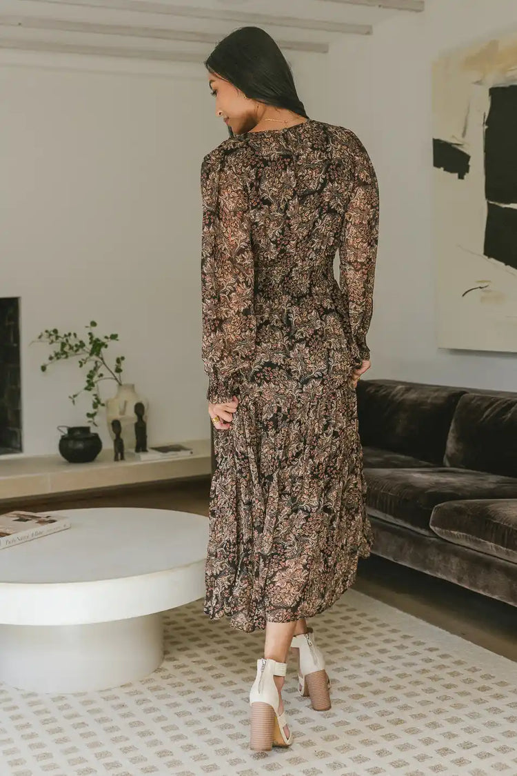 long sleeve dress with floral design