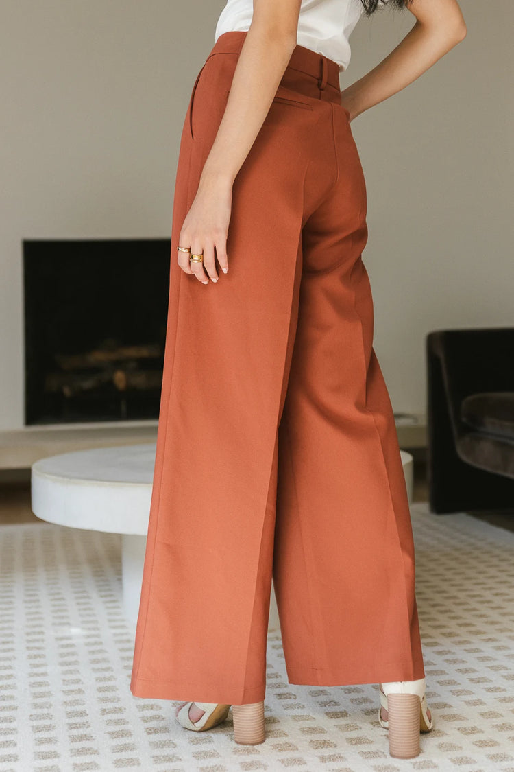 High rise wide leg pants in rust 