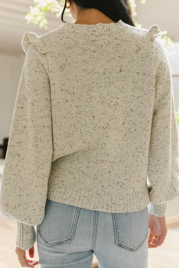 Round neck sweater in cram 