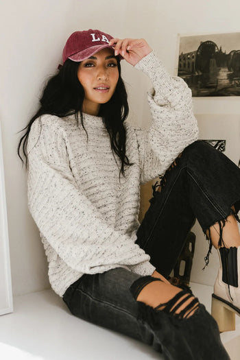 Long sleeves ribbed sweater in grey 