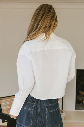 Woven button up cargo skirt in white 