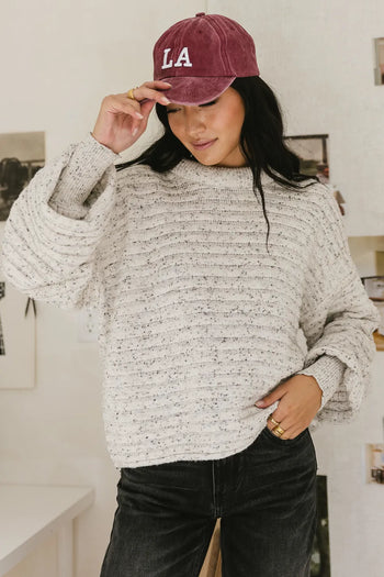 Thick neck ribbed sweater in grey 