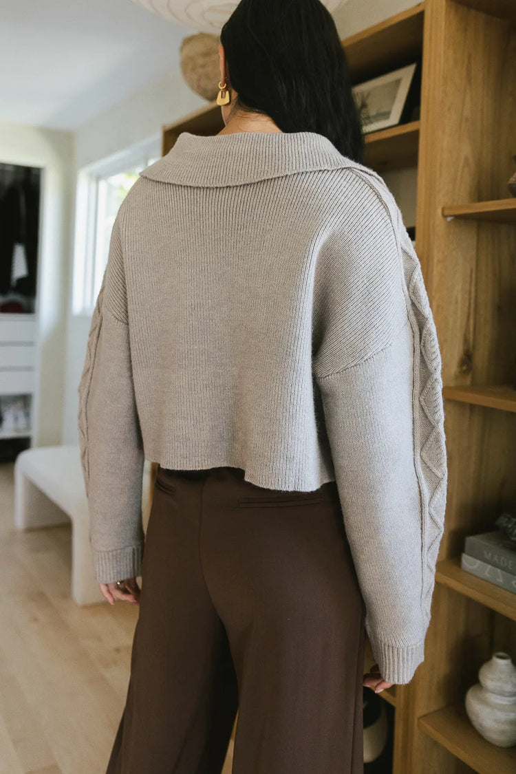 Baggy fit cropped cardigan in grey 