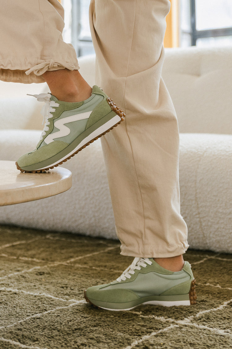 sage fabric detail sneakers
