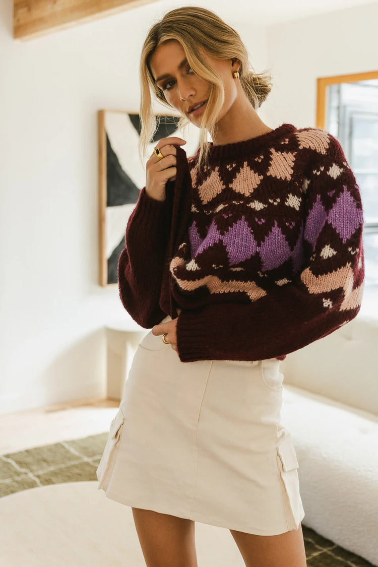 Knit sweater in burgundy 
