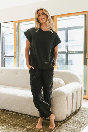 Elora Quilted Sweatpants in Black