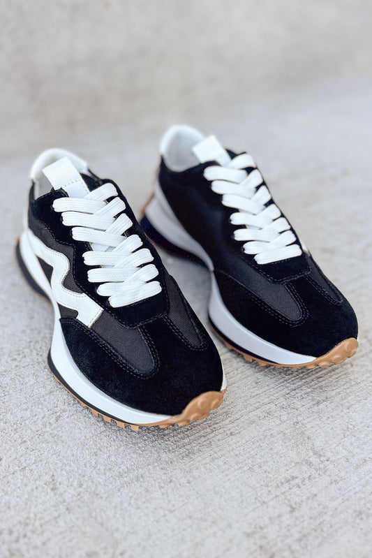 leather sole black and white sneakers