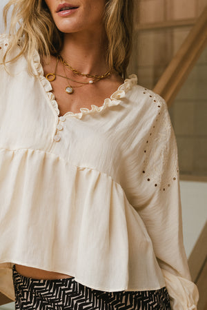 Embroidered Babydoll Blouse - FINAL SALE