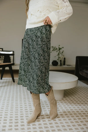 Everly Printed Skirt in Green - FINAL SALE