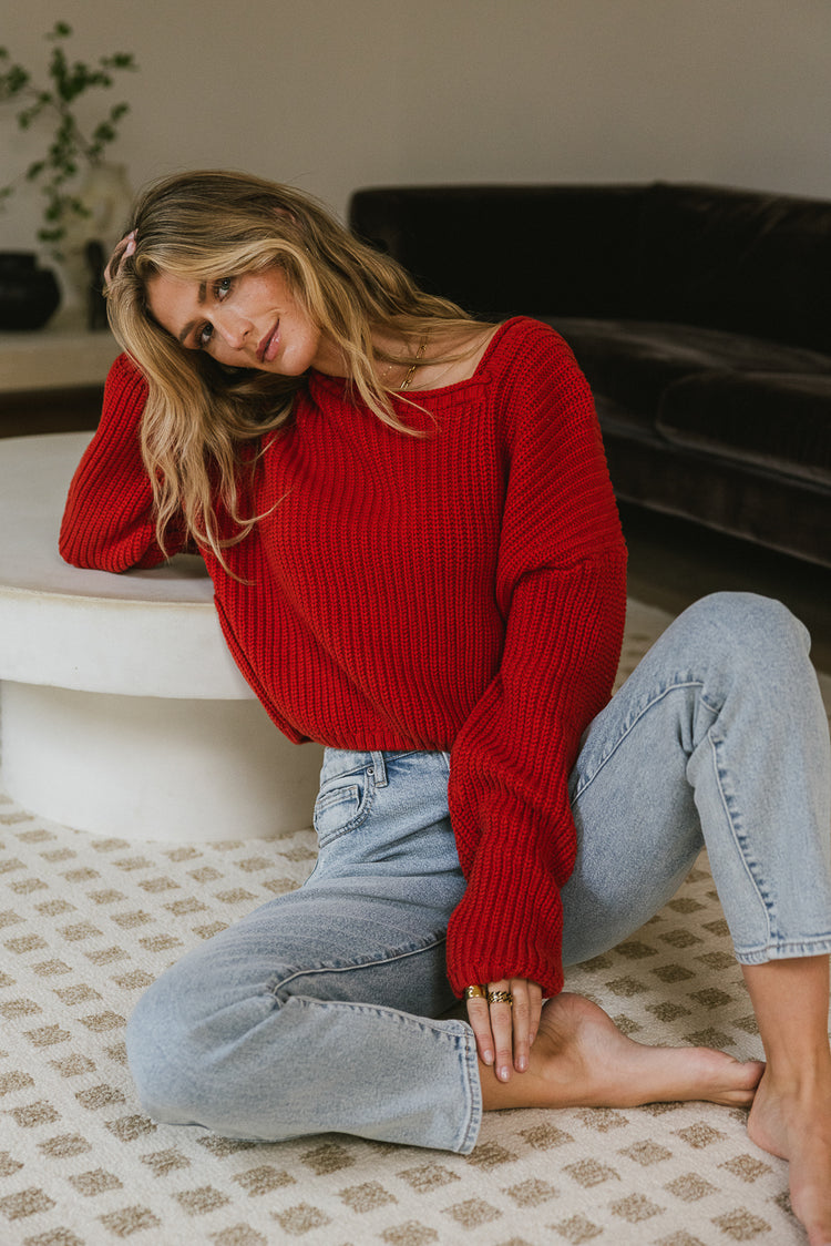 knit sweater in red