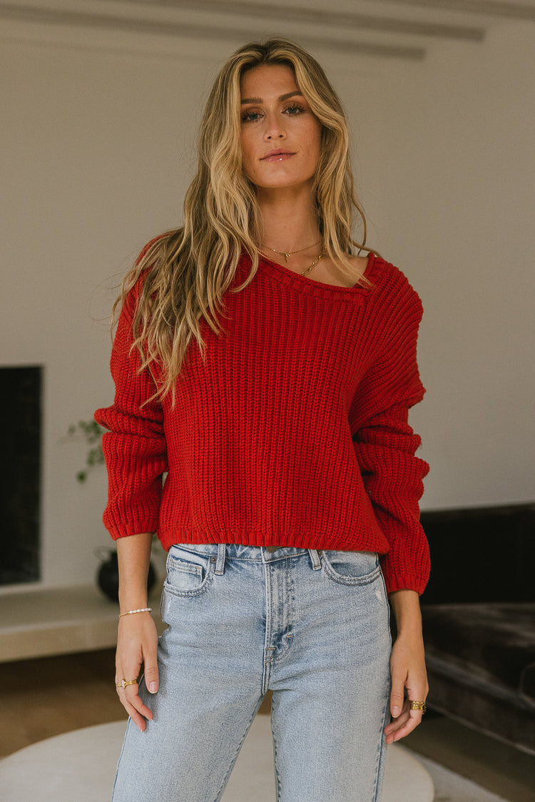 long sleeve sweater in red