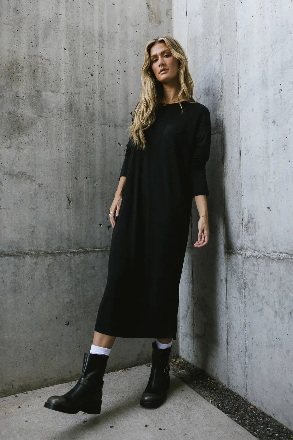 Long black tee shirt top dress