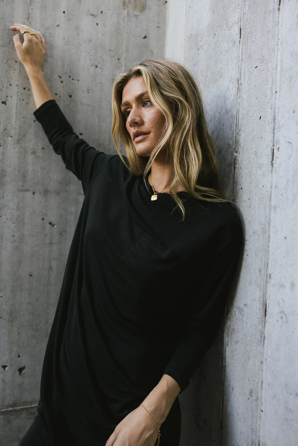 Long Sleeve T Shirt Dress in Black b hme