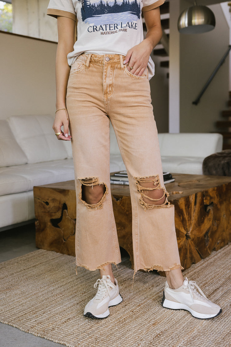 Ripped Straight Leg Loose Fit Jeans High Rise Wide Legs Distressed Denim  Pants Womens Denim Jeans Clothing | Check Out Today's Deals Now | Temu