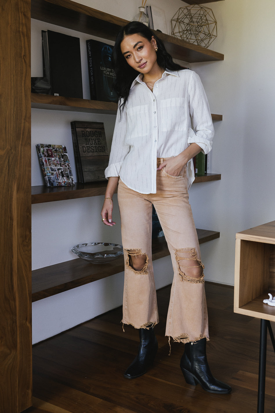 distressed knee denim