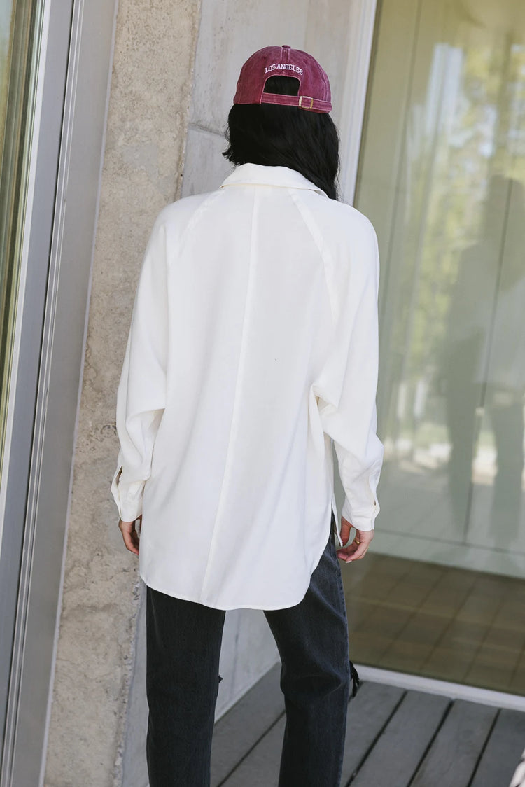 Oversized fit button up in white 