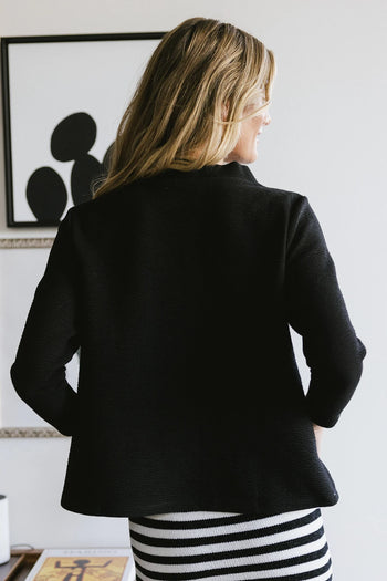 Knit mock neck top in black 