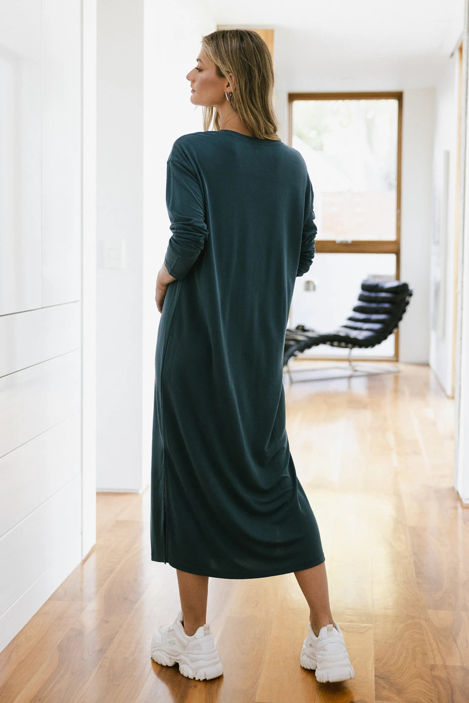 Blue long sleeve t shirt dress best sale