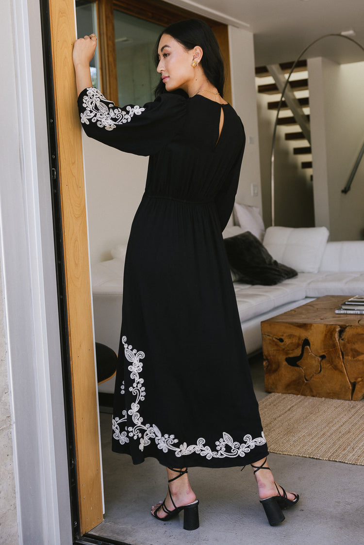 black modest dress with sleeves