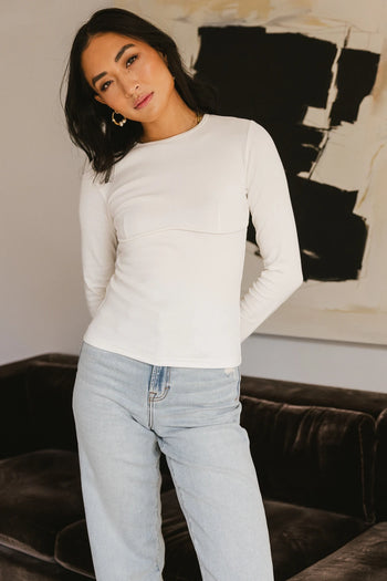 Round neck top in ivory 