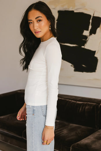 Long sleeves top in ivory 