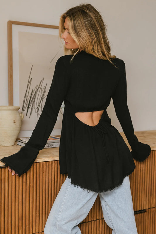 Back cut out detail top in black 