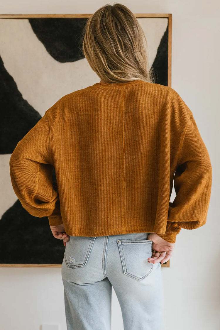 Baggy knit top in camel 