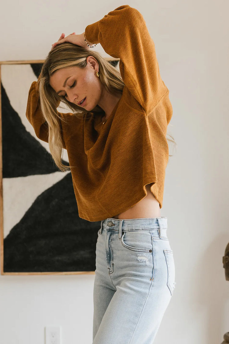 Knit top in camel 