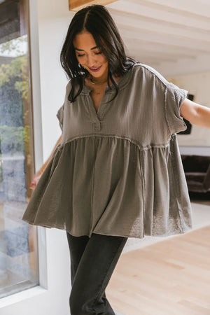Niki Exposed Seam Top in Sage - FINAL SALE