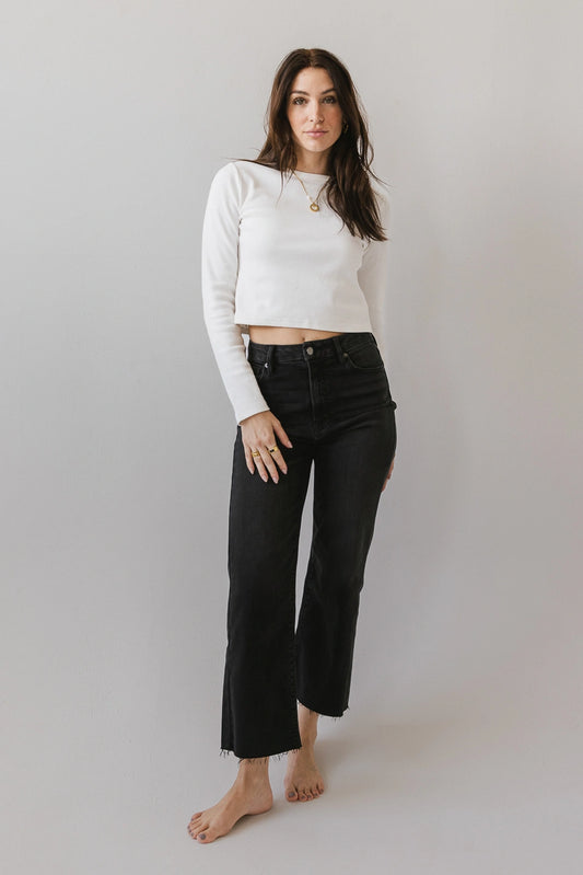 Two front pockets straight leg jeans in black 