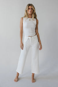 High rise wide leg jeans in white 