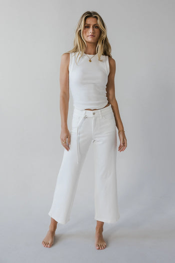 High rise wide leg jeans in white 
