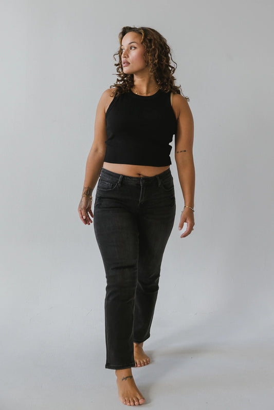 Two front pockets distressed jeans in black 