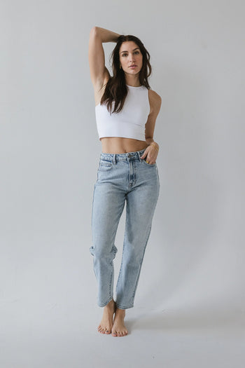 High rise straight jeans in light wash 