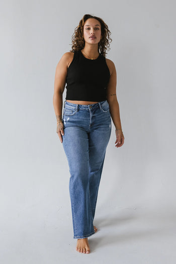 High rise wide leg jeans in medium wash 