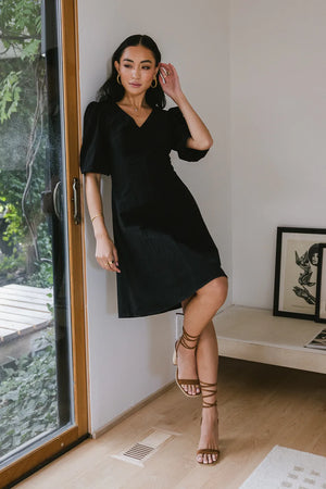 Kaylie Puff Sleeve Dress in Black - FINAL SALE