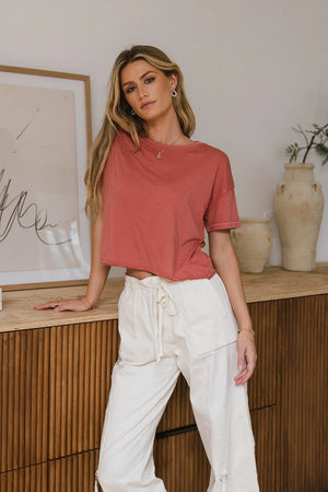 Billie Cropped T-Shirt in Rust