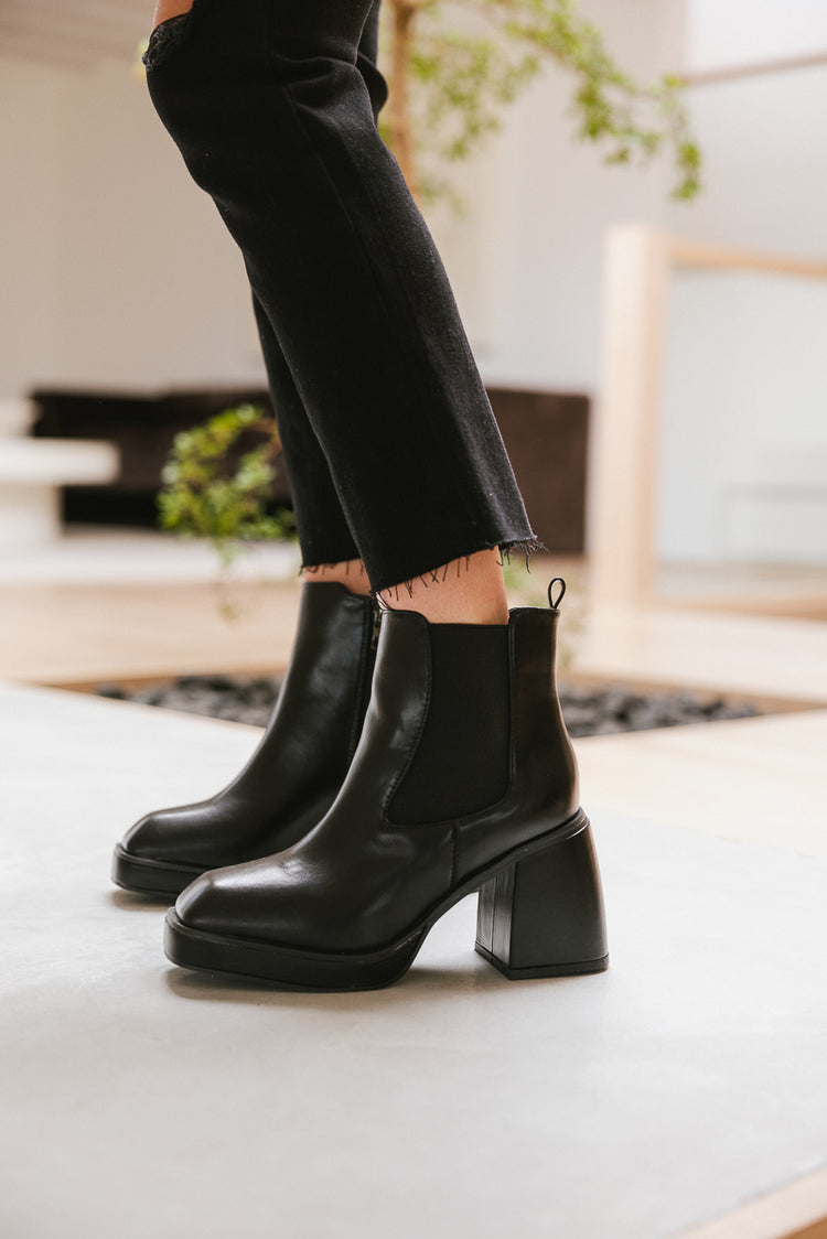 chunky heeled boots in black