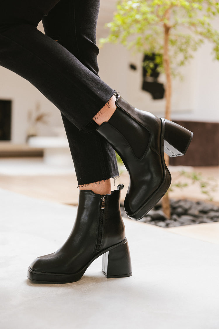 black chunky heel boot