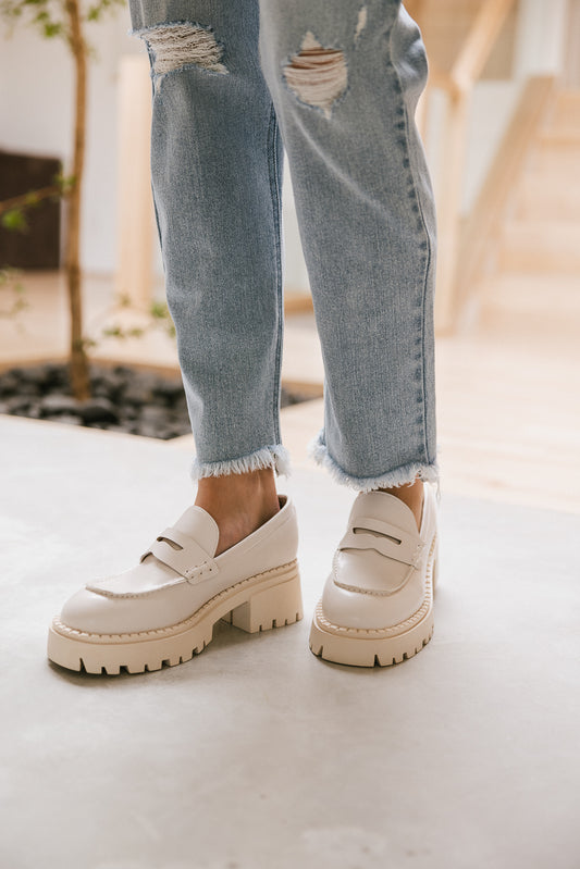 platform loafer shoes in white