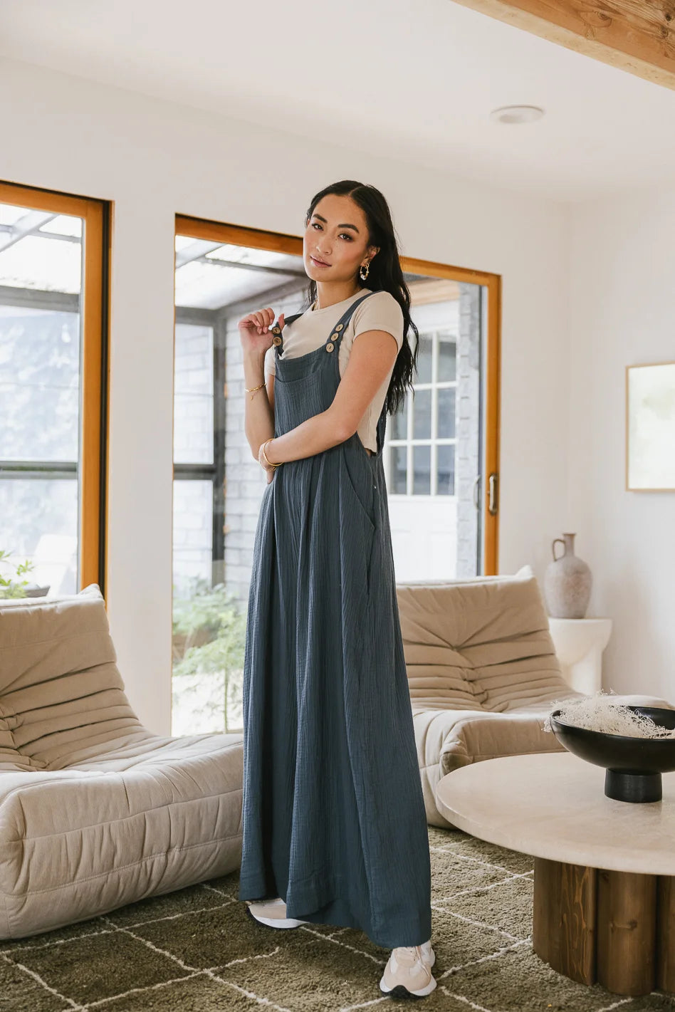 Slate top blue jumpsuit