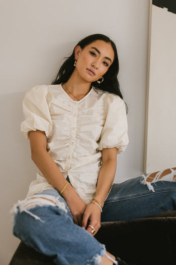 ruched blouse in white