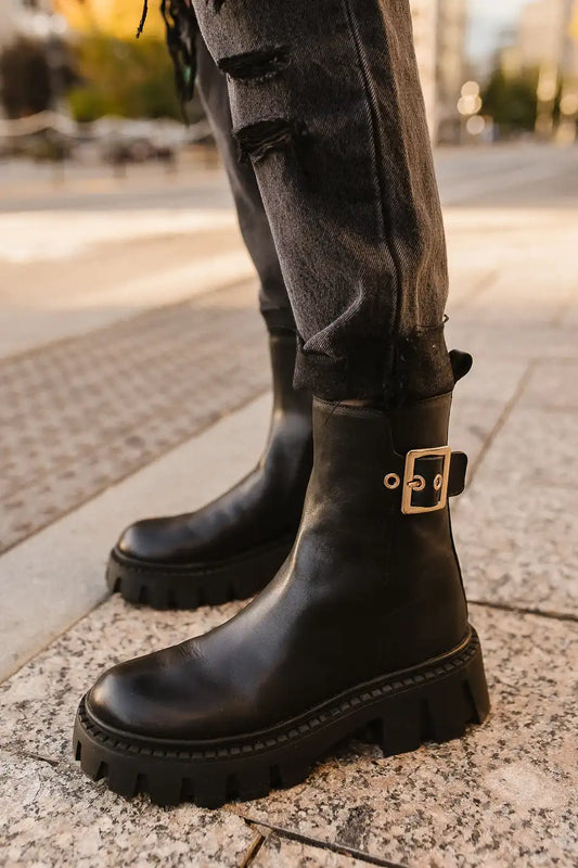 ankle buckle boots in black 