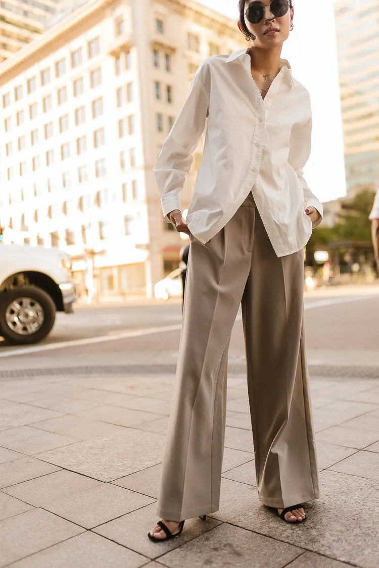 taupe wide leg pants