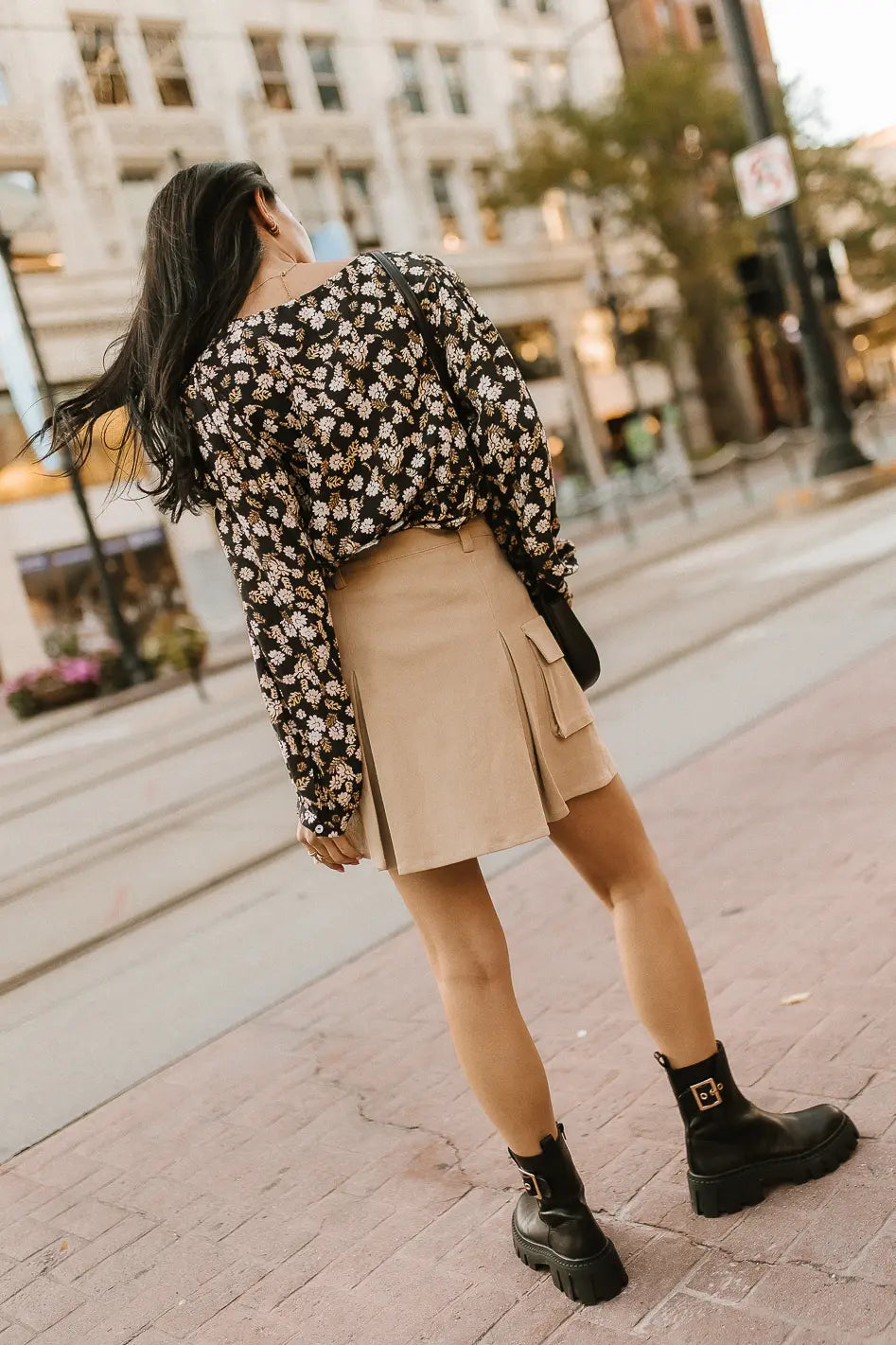 High rise skirt in khaki 