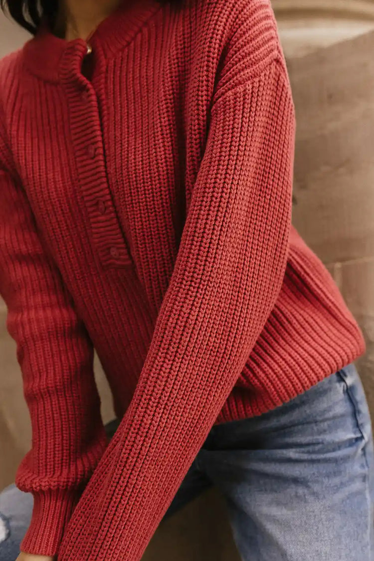 knit red sweater 